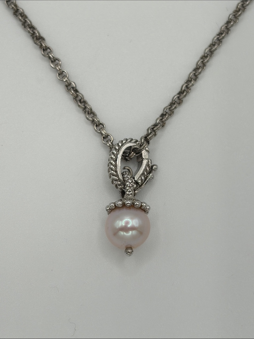 Judith Ripka Sterling Silver 925 Classic White Pearl Drop Necklace
